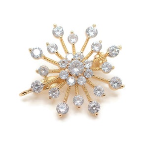 18K Gold CZ Micro pave Pendant Enhancer Bail with Latch-Back Closure, Cubic Zirconia bail for pendant, Flower bail DIY 1pcs