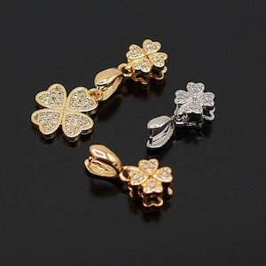 1 pcs Pinch Clasp Bails Clover, Pendant bail, triangle cubic bail, cubic bail, Snap Open Bail Pendant Clips Bail Necklace Hooks