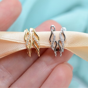 1 Paar Messing Ohrring Rohlinge mit Zirkonia Zirkonia, Ohrring Rohlinge, Schmuckzubehör, zur Herstellung von Ohrringen, DIY Schmuck