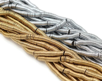 6mm Hematite Rondel Beads 15.5 Inches, Hematite Gemstone Beads Silver and gold Flat Round Disc high Quality Loose Beads, DIY Jewelry Making