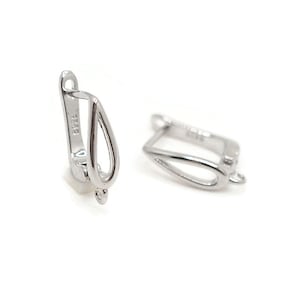 Brass Lever Back Earring with open loop micro pave cubic zirconia, Silver plated Lever Back Ear Wires, Earrings findings, 1 pair