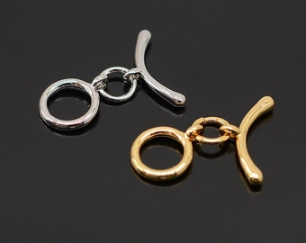 1 conjunto de fecho de alternância redondo de 10 mm, fecho para pulseira, sem níquel, liga de zinco banhada a ródio, fecho de alternância, suprimentos básicos, fabricação de joias faça você mesmo