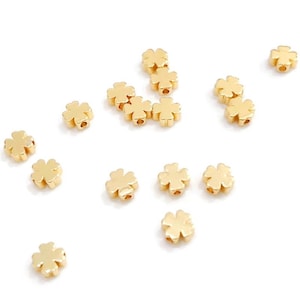 10 Stück 5 mm Gold/Silber Klee Messing Perlen, 18K vergoldete Perlen, Rondell Perlen, Metall Zwischenperlen, Schmuck machen Perlen, Kleine Perlen