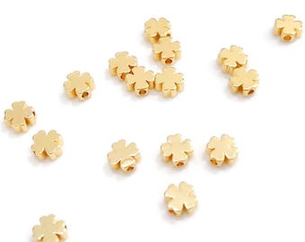 10 stuks 5 mm goud/zilver klaver messing kralen, 18K vergulde kralen, ronde kralen, metalen afstandskralen, kralen sieraden maken, kleine kralen