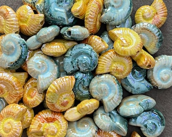 1 pcs Ceramic Nautilus Beads ~27:23mm, Porcelain Conch Shape Beads, High Luster Beads, Ocean Theme Beads, Jewelry making beads, DIY