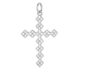 1 pcs CZ Brass Cross charm pendant, 30mm Cross charm, Long-Lasting Plated, Jewelry making supplies, Craft supplies, Jewelry findings, DIY