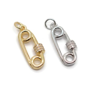 1 pièces pendentif à breloques en ZC pour la fabrication de bijoux, breloques épingle à nourrice, pendentifs en laiton, pendentifs Micro Pave, plaqué or 18 carats sur laiton, bricolage