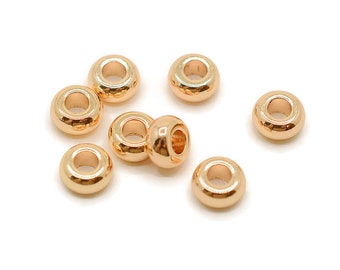 10 Stück, 7mm Gold Spacer Perlen, 18K vergoldete Perlen, Rondelperlen, Armbandperlen, Messingperlen, Schmuckherstellungsperlen, Kleine Perlen