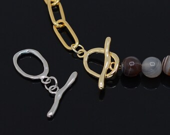 1 conjunto de fecho de alternância clássico, fecho para pulseira, sem níquel, liga de zinco banhada a ródio, fecho de alternância, suprimentos básicos, fabricação de joias DIY