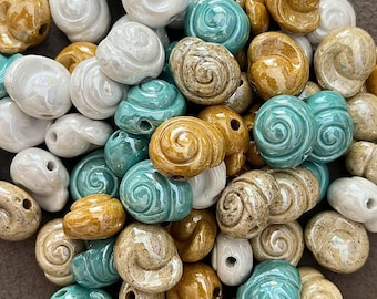 1 pcs Ceramic Shell Beads ~24:20mm, Porcelain Conch Shape Beads, High Luster Beads, Ocean Theme Beads, Jewelry making beads, DIY