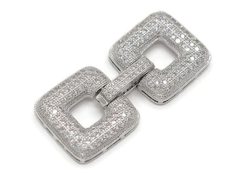 1 pieza de cierre cuadrado para pulsera y collar, cierres plegables de latón con circonita cúbica, cierre con micropavé de circonita cúbica, suministros básicos para hacer joyas