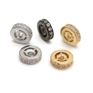 2 pcs, 8mm Gold spacer beads, Silver/Gold Rhinestone Rondelle Crystal Loose Round Spacer, Bracelet beads, Jewelry making beads, Small beads