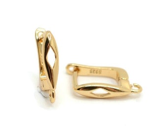 Brass Lever Back Earring with open loop 18K Gold plated, Lever Back Ear Wires, Earring findings, Wholesale Earrings, 1 pair
