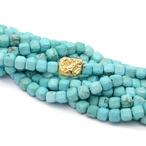 Natural Howlite Faceted Cube 5mm turquoise color 15.5&quot; Strand, Gemstone Loose Beads, DIY Jewelry Making for Bracelet Necklace, AA Quality