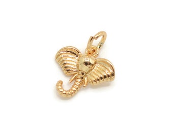 1 pcs Elephant Pendant for making jewelry, Elephant charm in gold, Brass Pendants, 18K Gold plated brass, Animal charms DIY, Jewelry Making