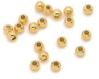 20 Stück, 3mm Gold / Silber runde Messingperlen, 18K vergoldete Perlen, Rondellperlen, lose Metallperlen, Schmuckherstellungsperlen, kleine Perlen