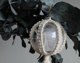 Handmade macrame Christmas ball Christmas tree decoration in boho style