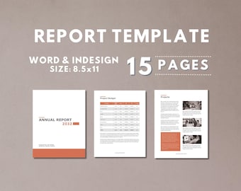 15-Page Annual Report Template: Word & InDesign (Digital Download)