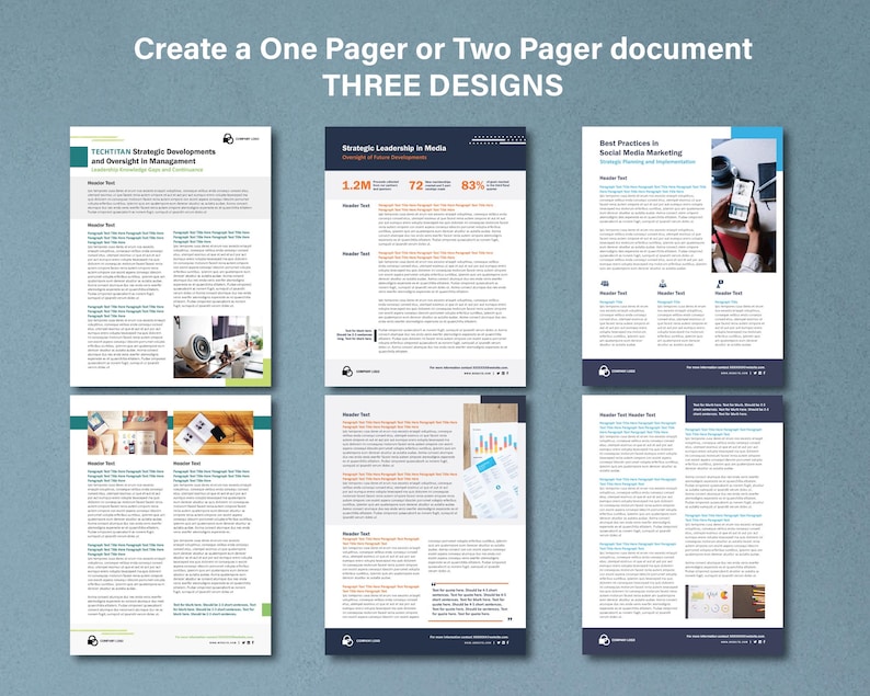 One & Two Pager Template Bundle | Company Overview (microsoft Word ...