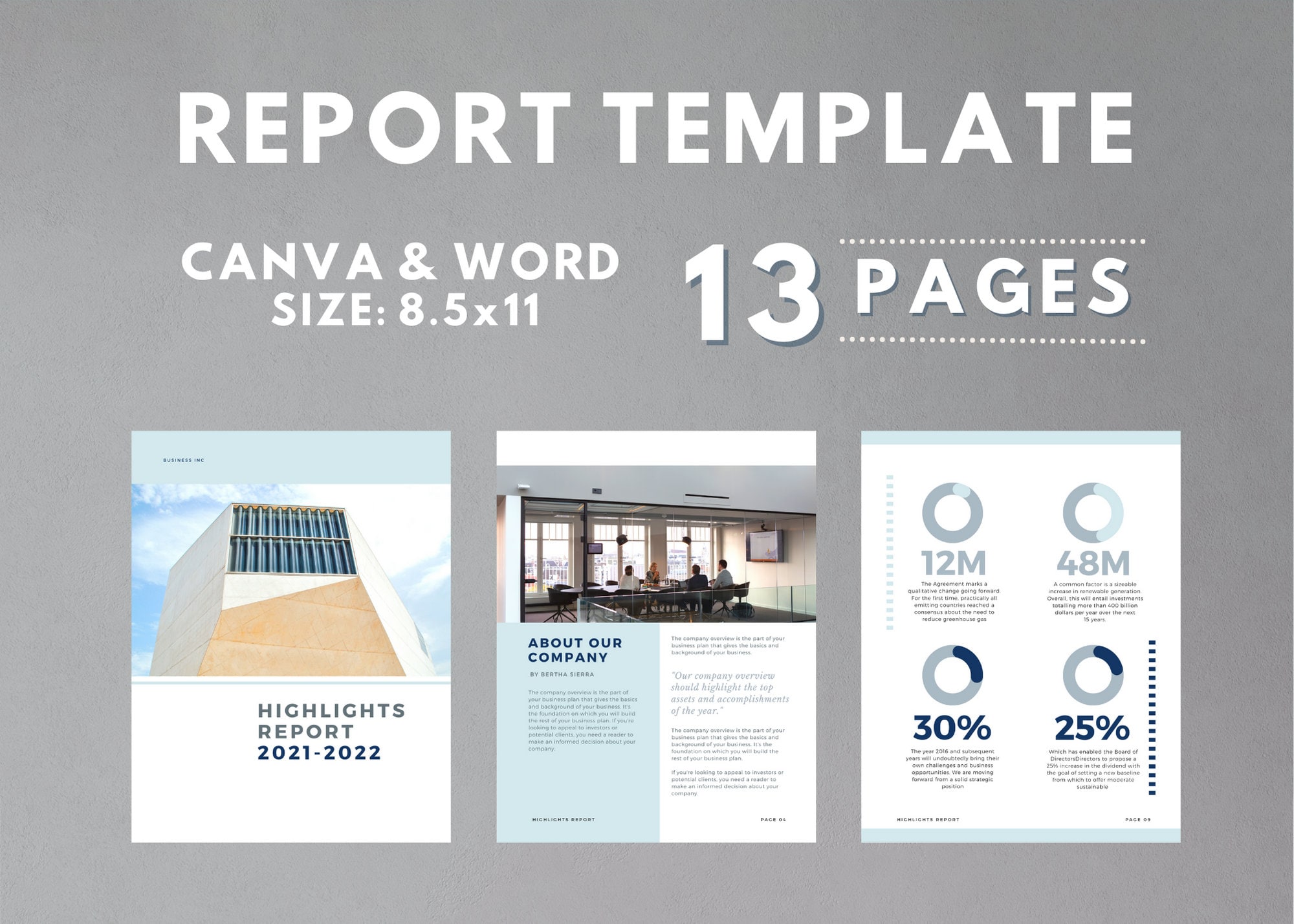 Annual Report Template Word Report Canva Report - Etsy