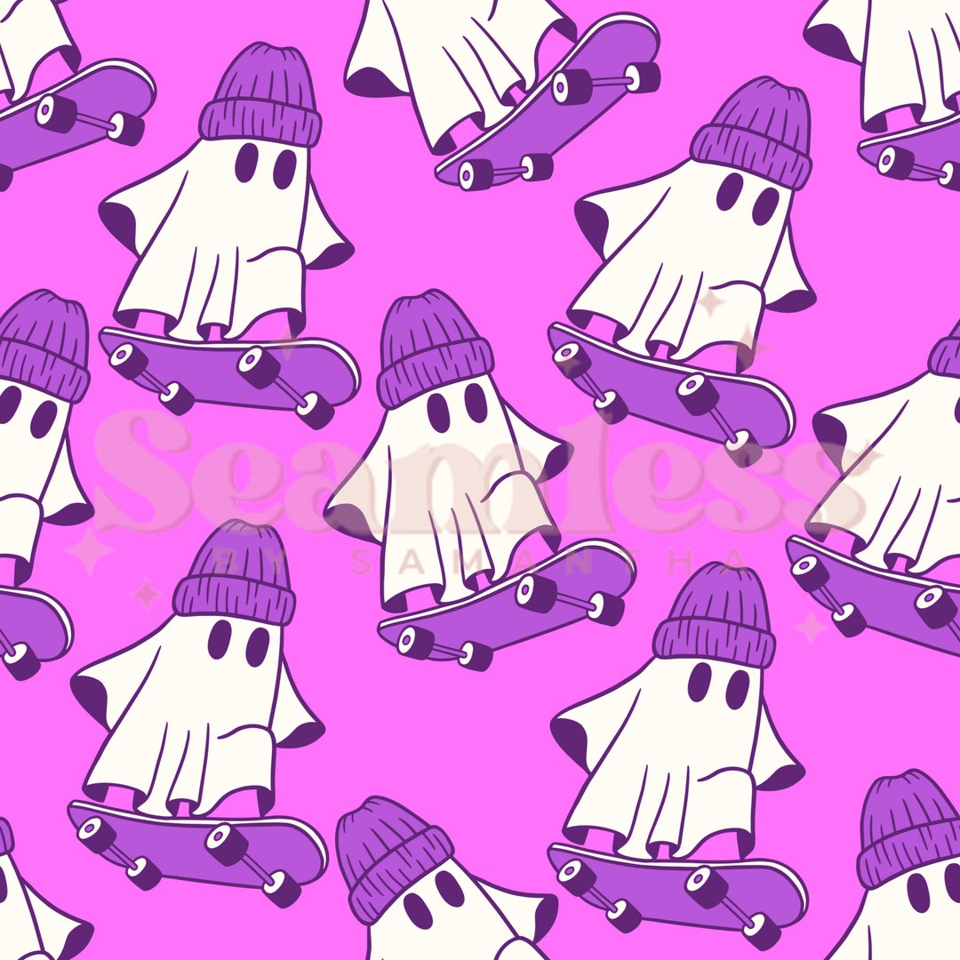 Skater Ghosts purple Seamless File PNG Immediate - Etsy