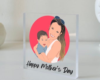 DRAWING FROM PHOTO - Unique Family Gift, Custom Portrait Plaque, Custom Illustration for Mothers Day, Mothers’s Day gifts, Grandma Gift