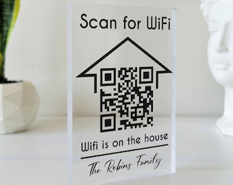 Personalized Wifi QR Sign - Personalized New Home Gift, QR Code Wifi Password Sign, Valentines Day