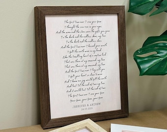 Personalized Framed Song Lyrics on Canvas - Music Sheet, Our Song, Wedding Gift, Couples Gift, First Dance