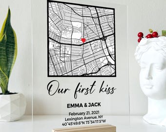 SHIP IN 1 DAY Where We Met Map | Where It All Began Personalised Map Anniversary Gift, Valentines Day