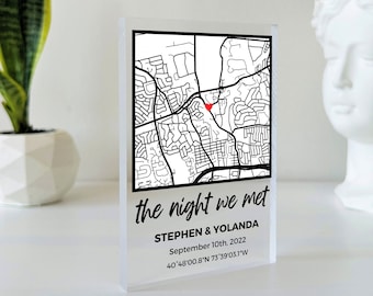 SHIP IN 1 DAY Our First Kiss Gift | Where It All Began Personalised Map The Night We Met, Valentines Day