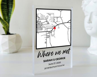 SHIP IN 1 DAY Our First Date Map | Where It All Began Personalised Map Anniversary Gift, Valentines Day