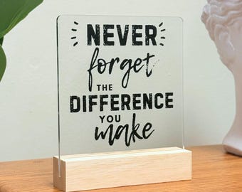 Daily Inspiration Desk Plaque 4x4” Acrylic with Wooden Stand - Inspirational Self Affirmation Valentines Day