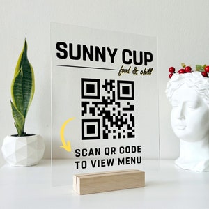 Personalized Acrylic Business Sign - Custom QR Sign, Shop Decor, Business Social Media Sign, Valentines Day