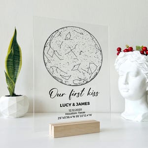 Carte des étoiles personnalisée par date - carte constellation personnalisée, carte des étoiles, veilleuse, carte des étoiles, date de mariage, nuit, couple, cadeau d'anniversaire