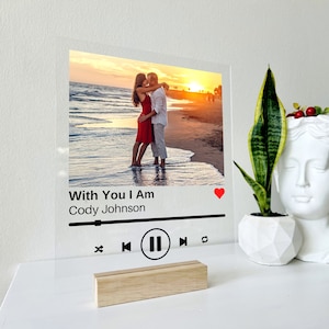 EXPÉDITION EN 1 JOUR Plaque musicale personnalisée - Plaque acrylique Code de la chanson Cadeau de dernière minute Cadeau photo de couple Cadeau meilleur ami Plaque chanson