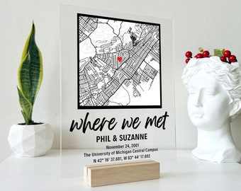 SHIP IN 1 DAY Where We Met Map | Where It All Began Personalised Map Anniversary Gift, Valentines Day