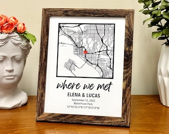 Where We Met Custom Map Print - Couples First Date Map, Map Print First Date, Valentines Day