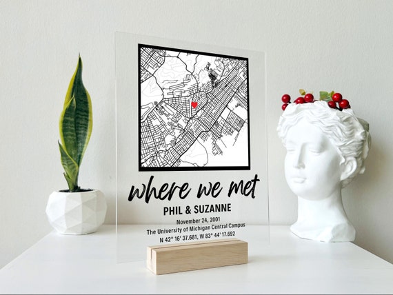 SHIP IN 1 DAY Where We Met Map | Where It All Began Personalised Map Anniversary Gift, Valentines Day