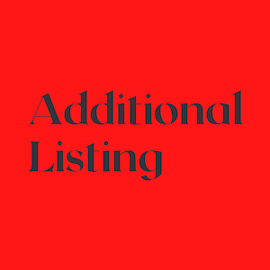 May include: Red background with the text "Additional Listing" in black.