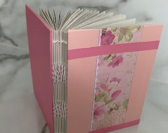 Pink Floral Handmade Notebook