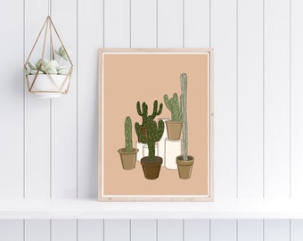 Boho Botanical Art, Cactus Art print, Botanical House Plants Art Print, Printable Wall Art, Boho Wall Decor, Abstract Art