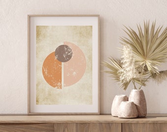 Abstract shapes wall art, Boho wall art print, Room decor art, Abstract canvas shapes, Modern shapes art print