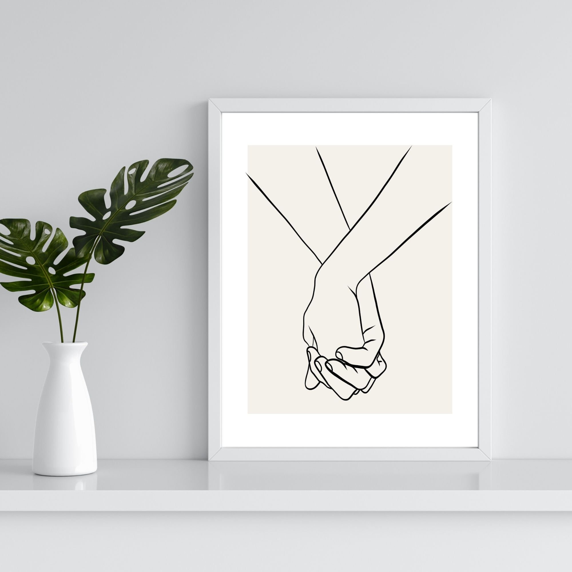 Continuous Line Art Drawing of a Loving Couple Walking and Holding Hands.  Perfect for Romantic Invitations and Posters Stock Illustration -  Illustration of woman, relationship: 277193091