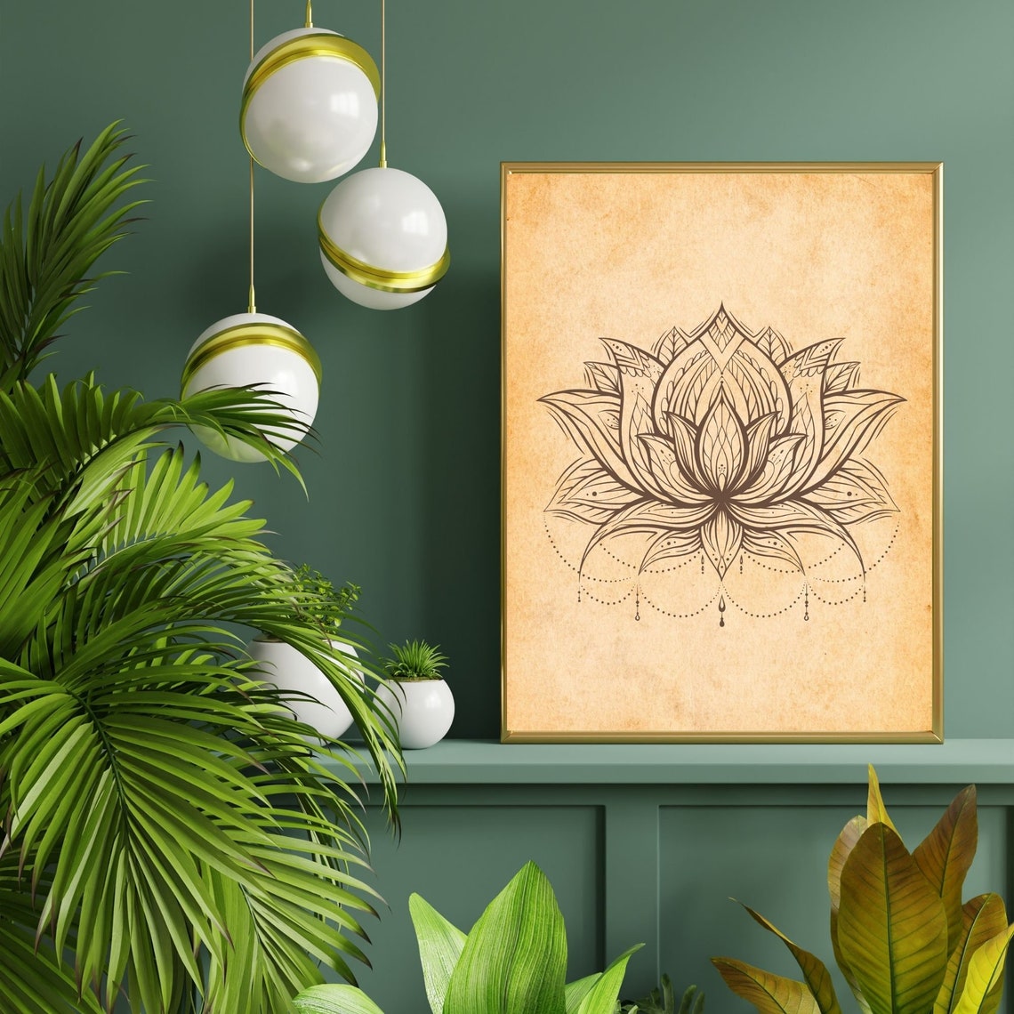 Lotus Flower Wall Art, Line Art Meditation PRINTABLE, ZEN Wall Decor