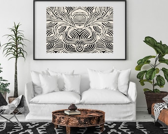 Black and White pattern wall art, Boho Abstract pattern art print, Tribal pattern Illustration, Modern Art minimalist Boho wall decor