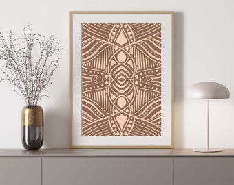 Boho tribal pattern wall art, Abstract Wall Print, Cocoa Brown Modern printable, Trendy wall print
