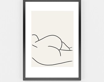Bottom Line Drawing print, Woman Body Line Art, Nude Body Wall Art, Minimalist female body art, Digital Download print
