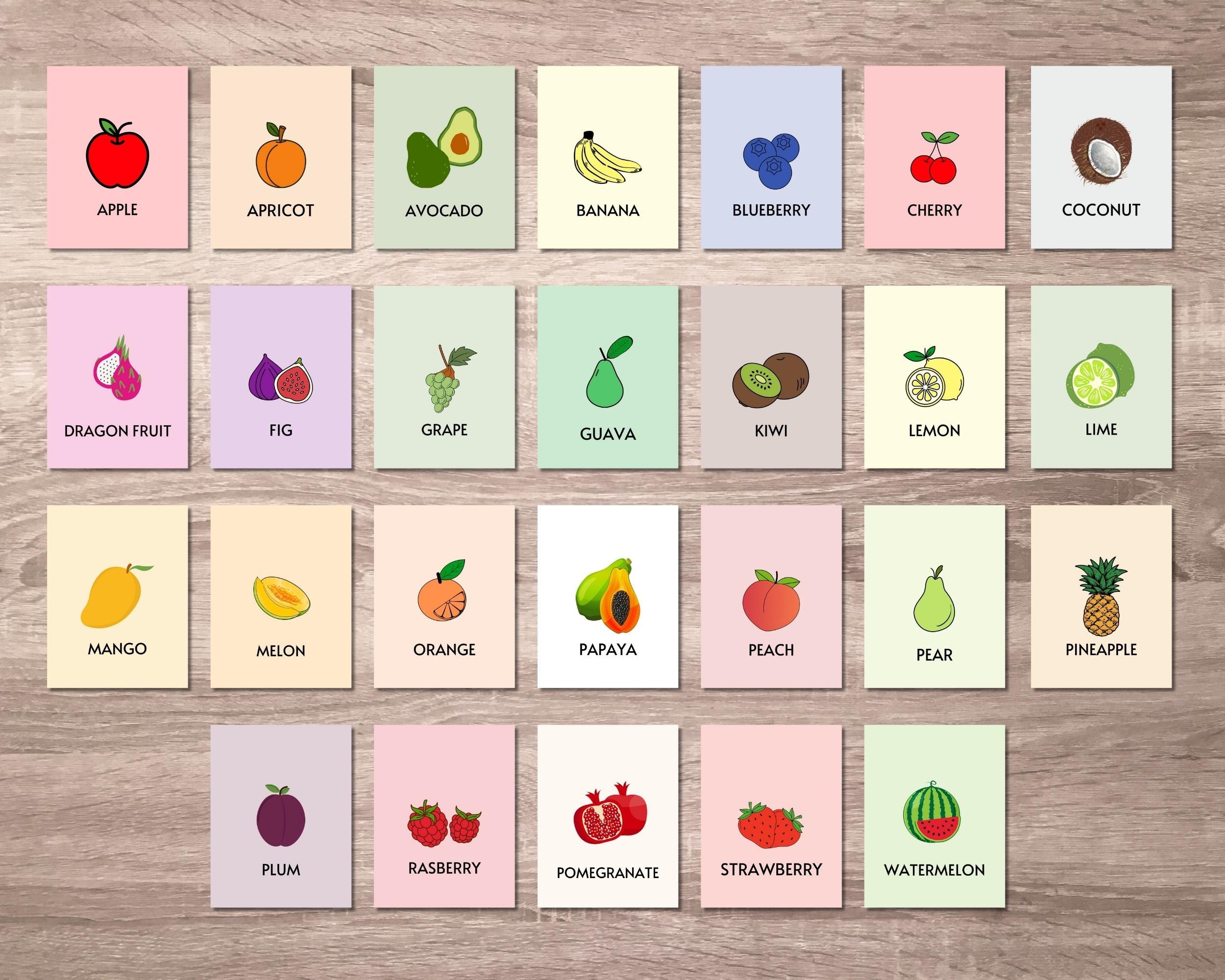 Fruit Flash Cards for Kids – Montessori Inspired – Preschool Learning ...