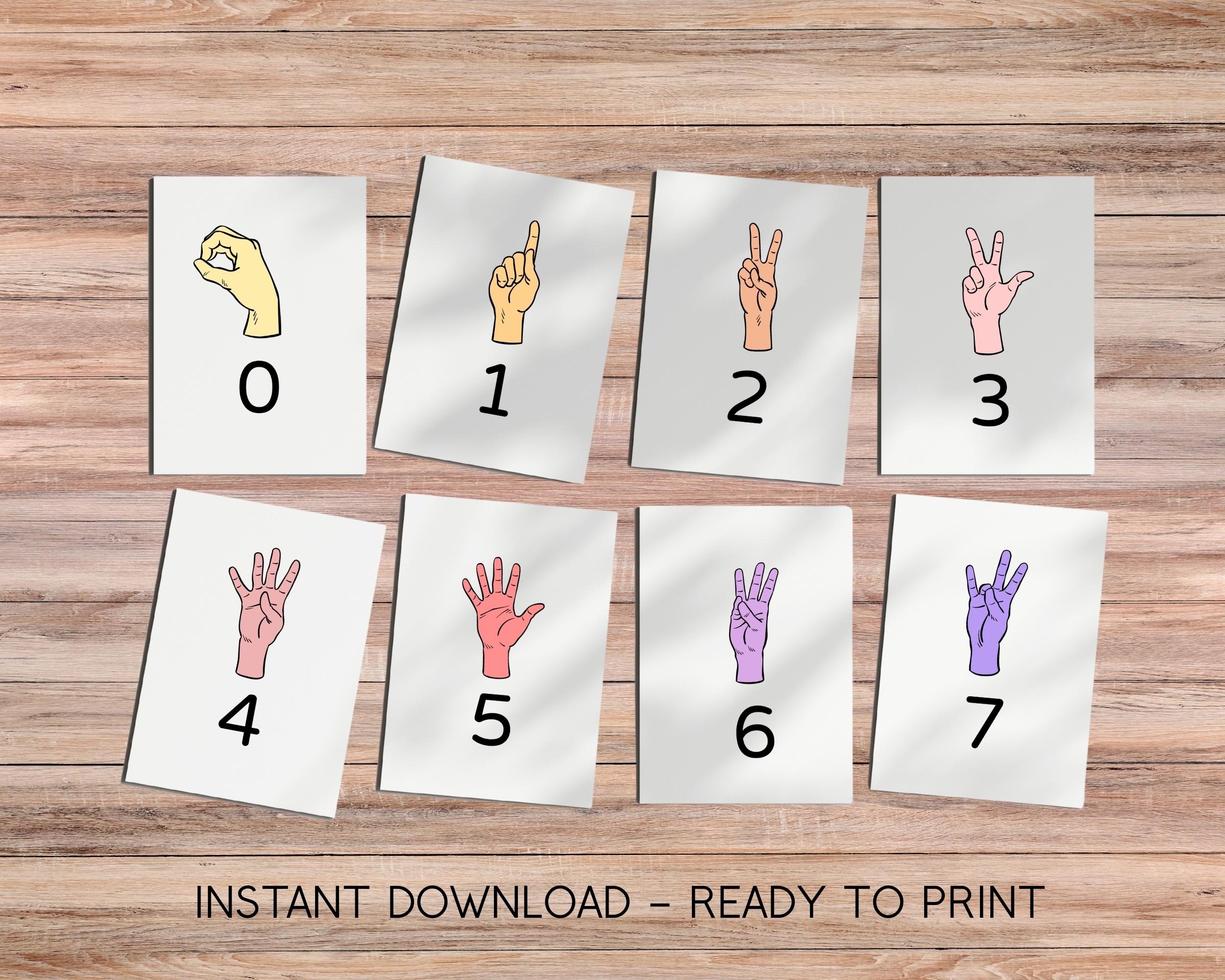 ASL Numbers Flashcards 0-10 | American Sign Language Counting Cards for ...