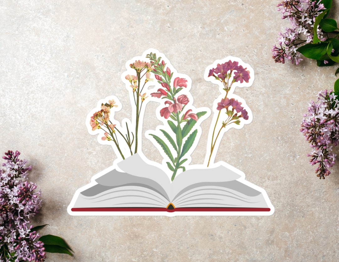 Book With Flowers Vinyl Stickers - Etsy